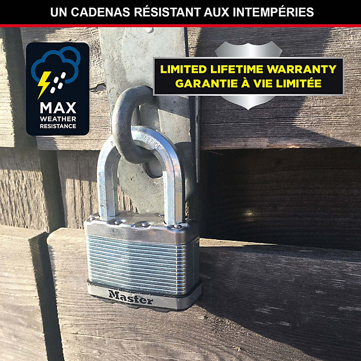 Cadenas à clé Master Lock Excell M5EURDLF acier laminé l.52 mm hauteur de l'anse 38 mm