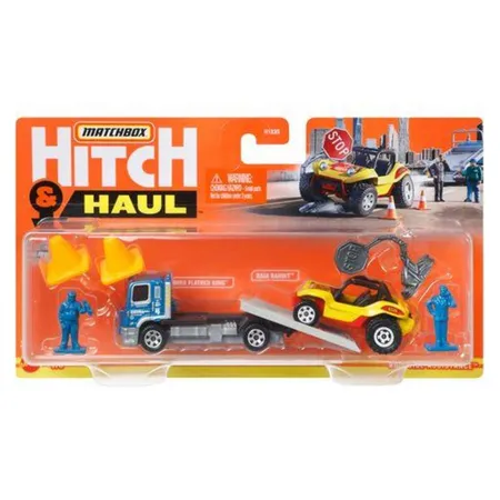 Mattel Matchbox Hitch N Haul Sortiment mit 1 Fahrzeug und 1 Zuganhänger, 1 Stück, 3-fach sortiert