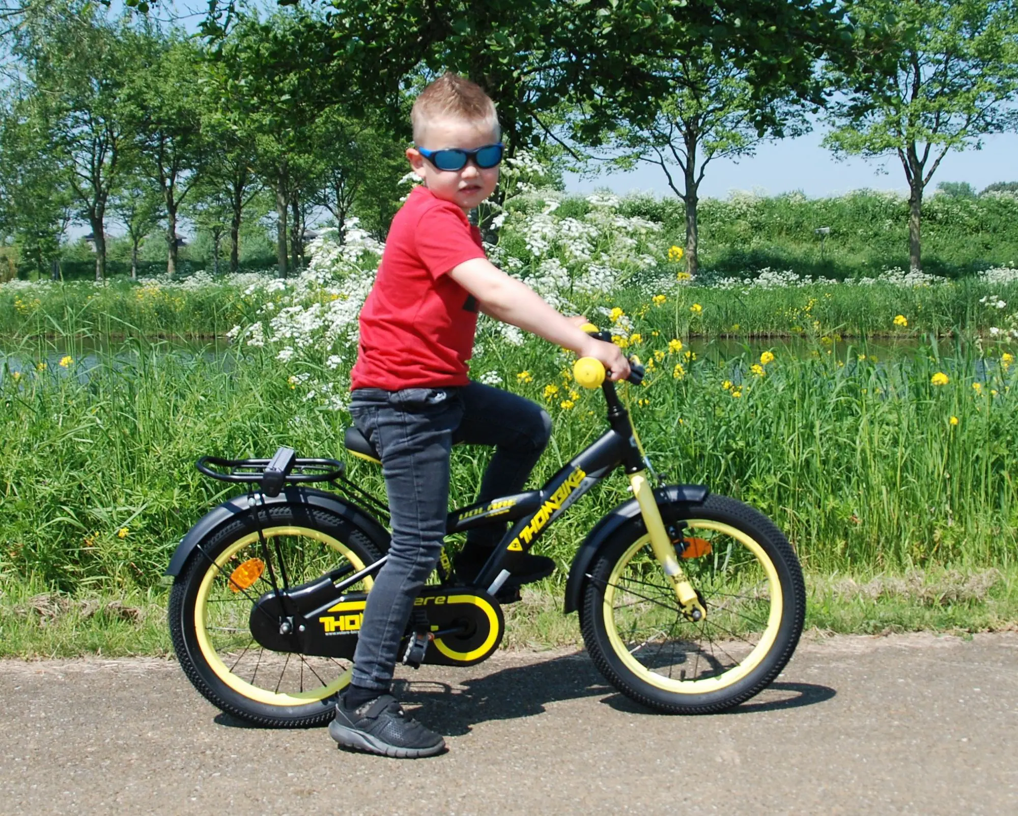 Kinderfahrrad Thombike für Jungen 16 Zoll Kinderrad in Schwarz Gelb