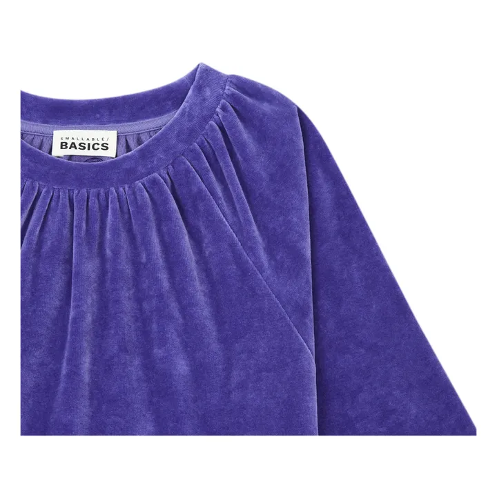 SMALLABLE BASICS Robe Fille Courte à Volants en Velours | Bleu indigo