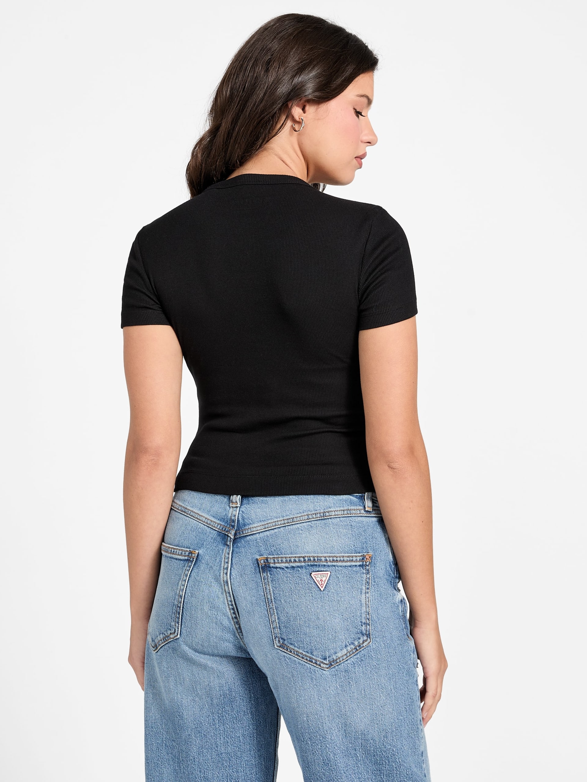 Camiseta com logo e strass