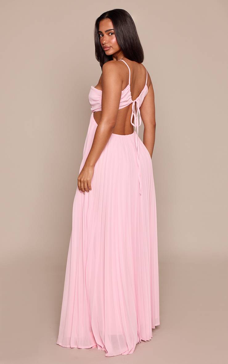 Rose Bébé Robe Maxi Bandeau Petite À Taille Découpée Avec Nœud Frontal Et Plissés