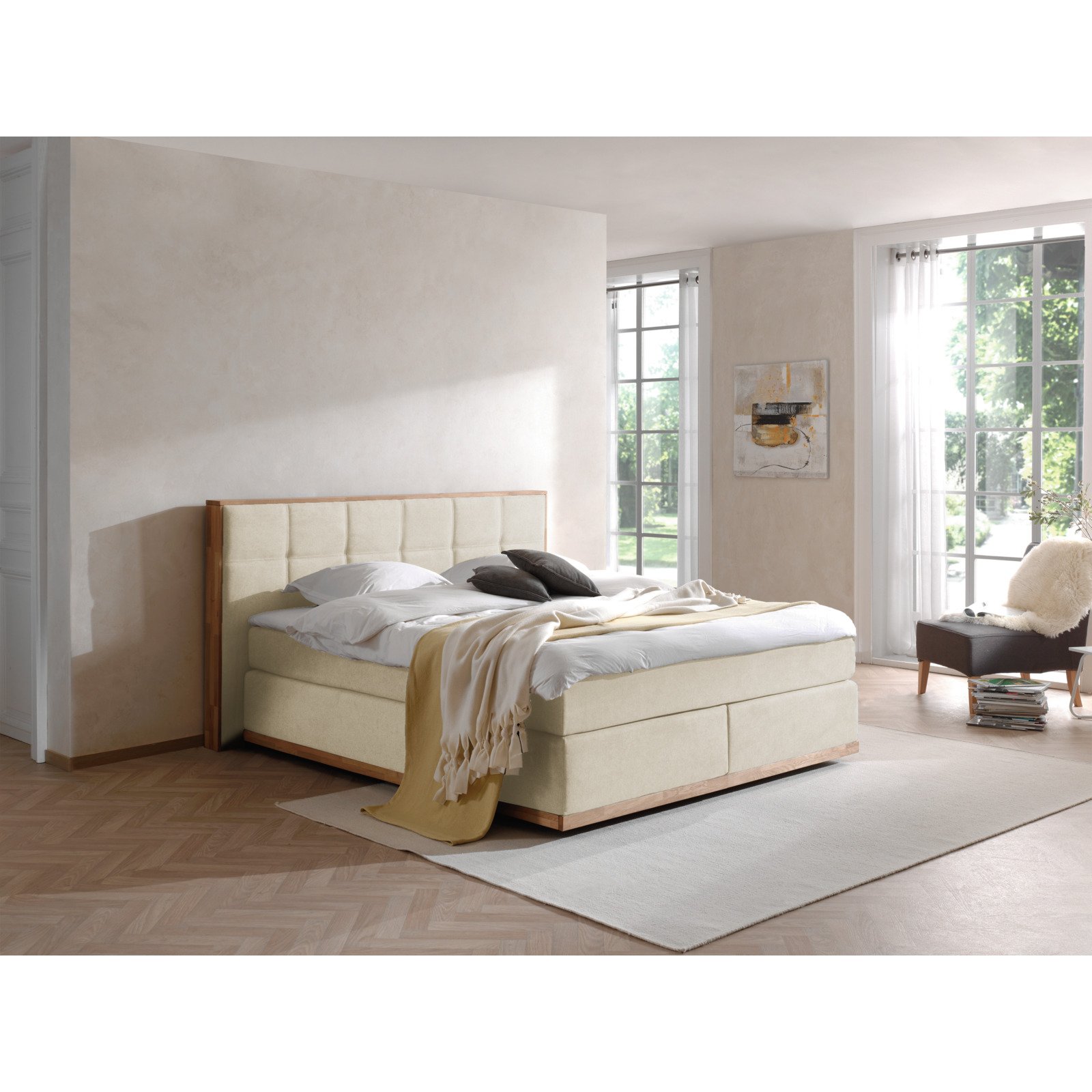Boxspringbett Leonie 160 x 200 cm, beige