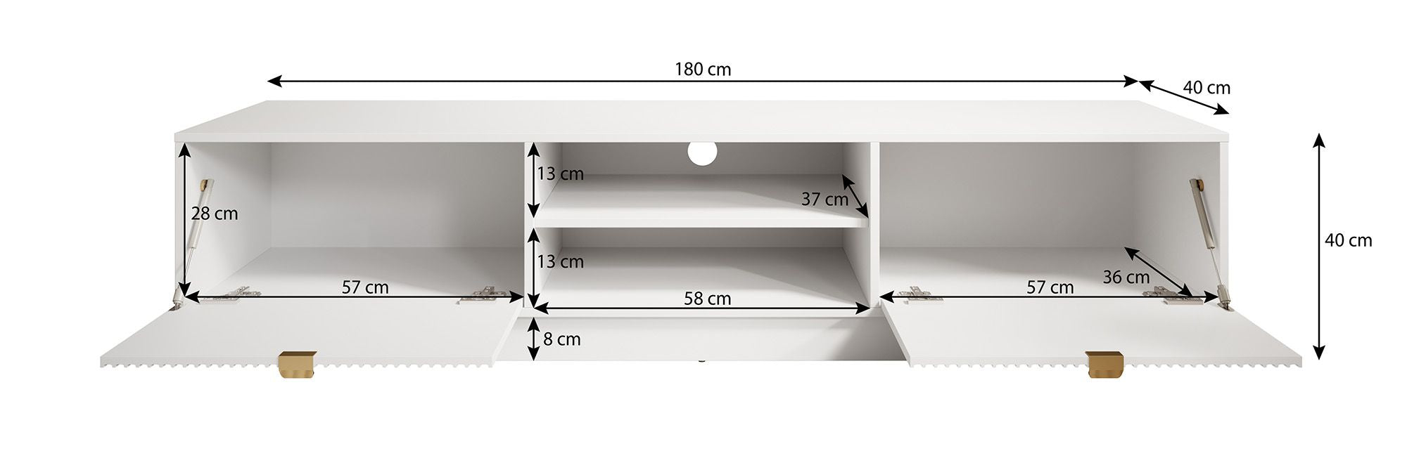 Meubella - TV-Meubel Tavares - Wit - 180 cm