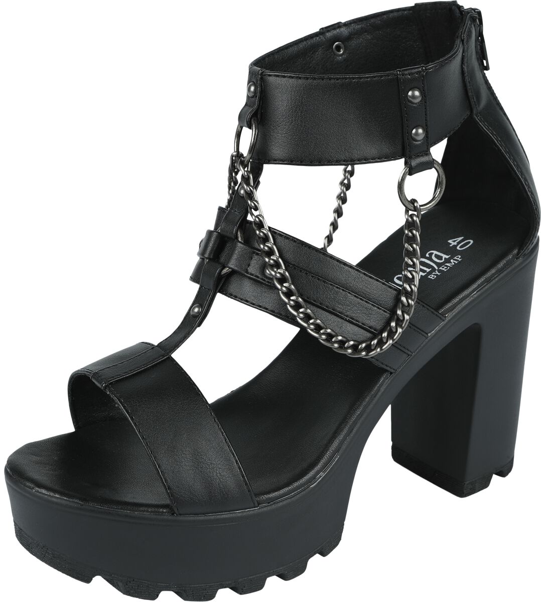 High Heels With Chains And Rivets | Gothicana by EMP Talons hauts