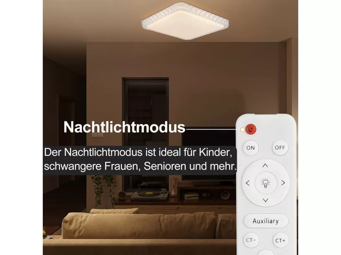 NETTLIFE Plafonnier LED Cuisine Salon Moderne Carré 30CM Cristal Ciel Étoilé Design Dimmable avec Télécommande Blanc Petit pour Salon Couloir Bureau