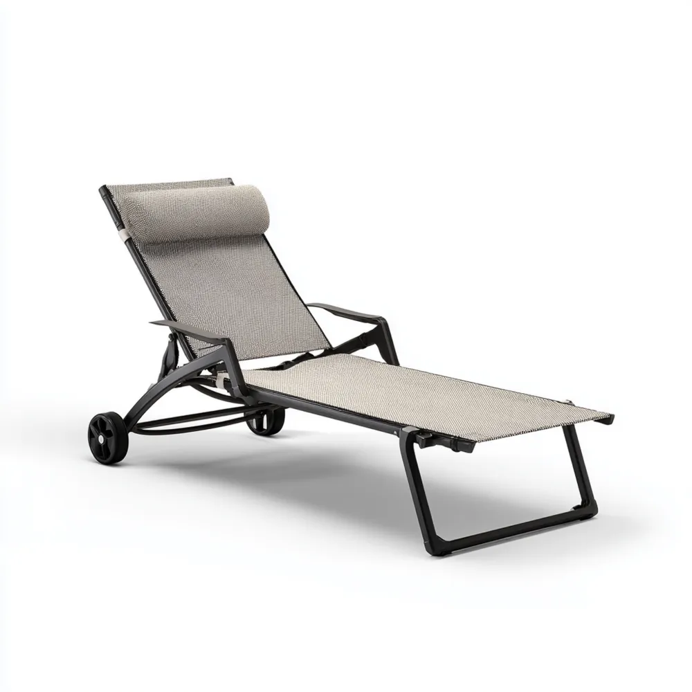 Gartenliege Metallgeflecht 200x65x35 cm – Grau – Verstellbare Rückenlehne
