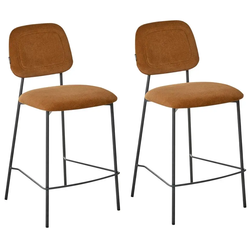 DUETTE - Barkruk set van 2 - Goudbruin - Fluweel