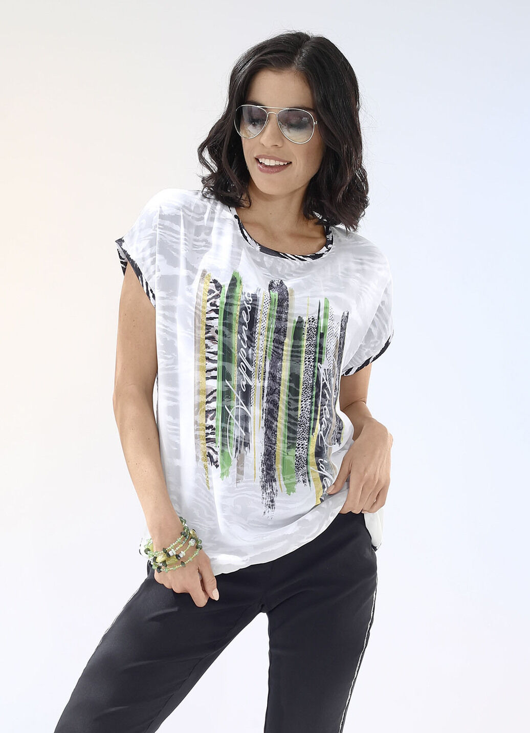 Allover gemustertes Shirt mit Kontrastdruck