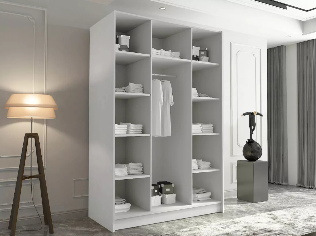 Armoire Closico 197, Cachemire|Noir, 215x150x58cm, Portes d'armoire: Avec des charnières