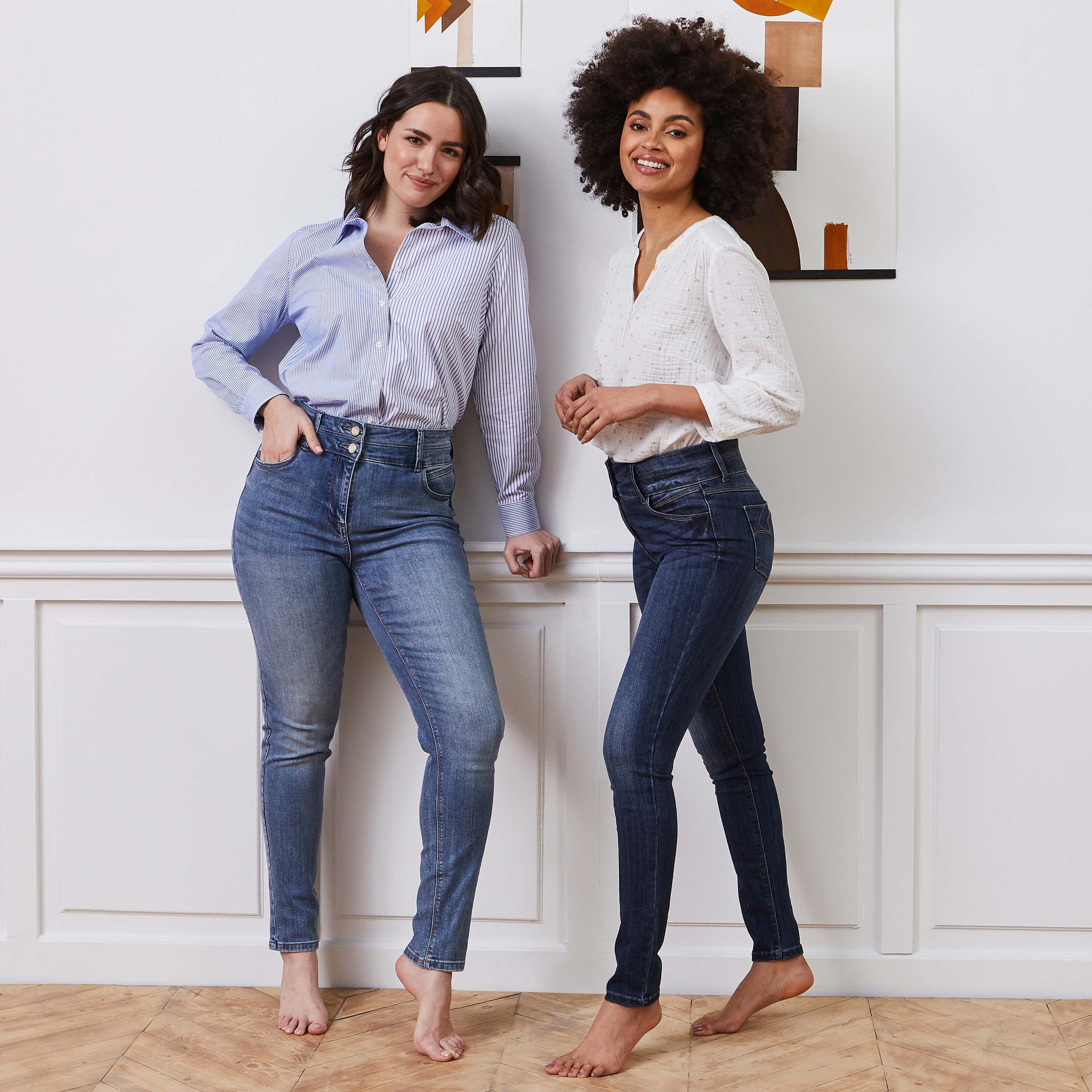 Jean slim taille haute MILAN femme - STONE