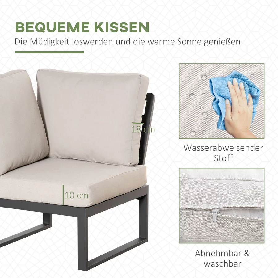 Outsunny Gartenmöbel-Set inklusive extra Gartenstuhl und Auflagen weiß