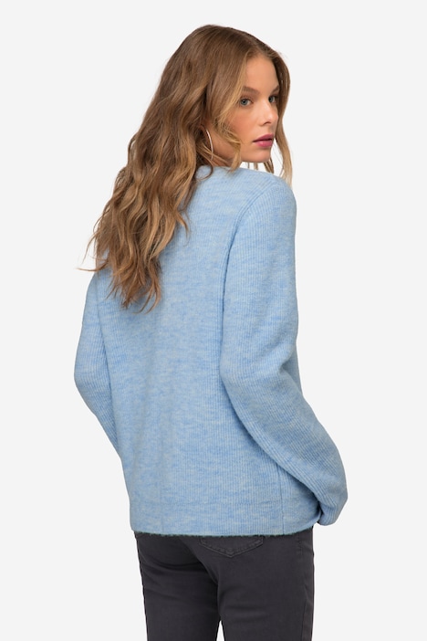 Strickjacke, Melange-Strick, V-Auschnitt, Langarm