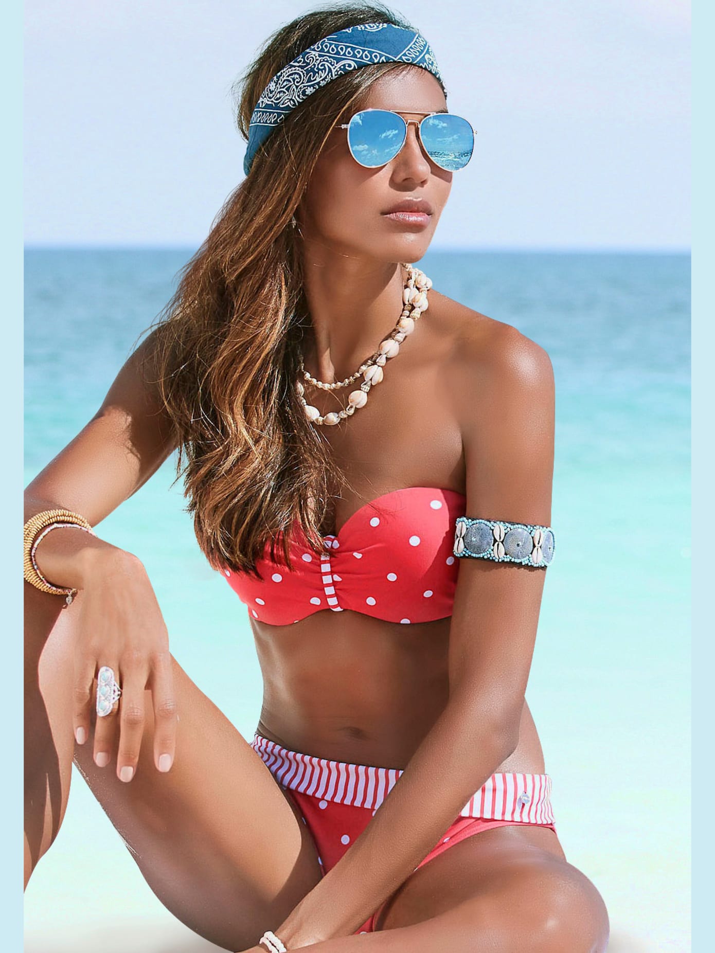 Haut de bikini bandeau à armatures motif à pois tendance