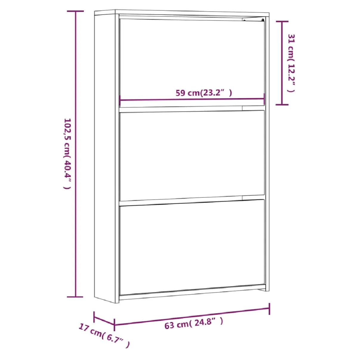 vidaXL Armoire à chaussures miroir - Chêne fumé