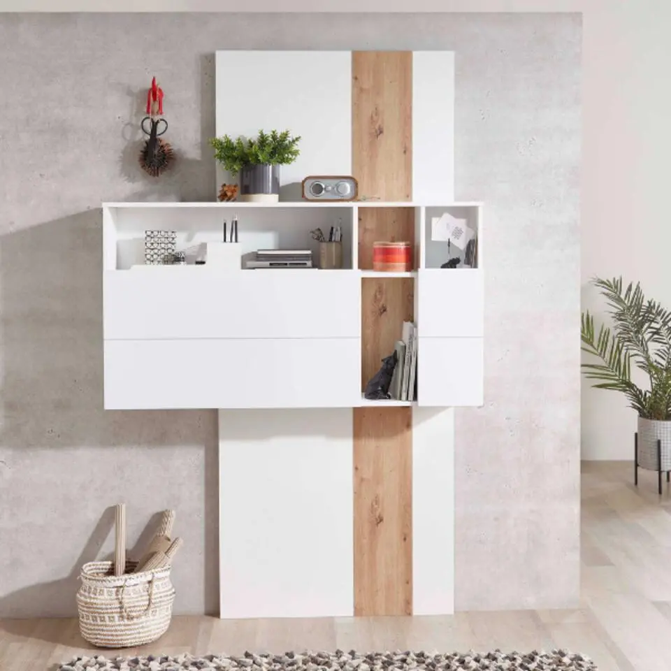 Secretaire Inovo 120cm 1 deur - wit/eik