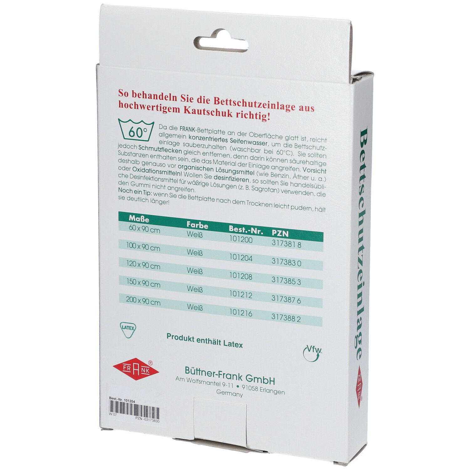 Bettschutzeinlage Gummi 90 cm x 100 cm