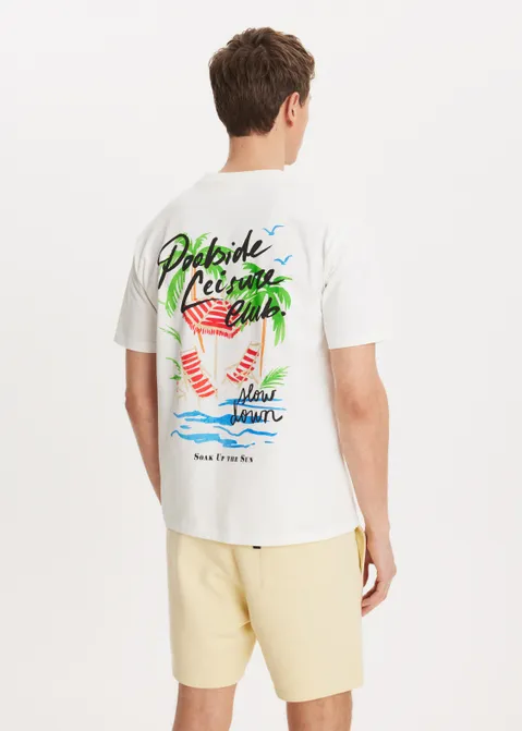 T-shirt met print leisure club off-white (WIT.O)