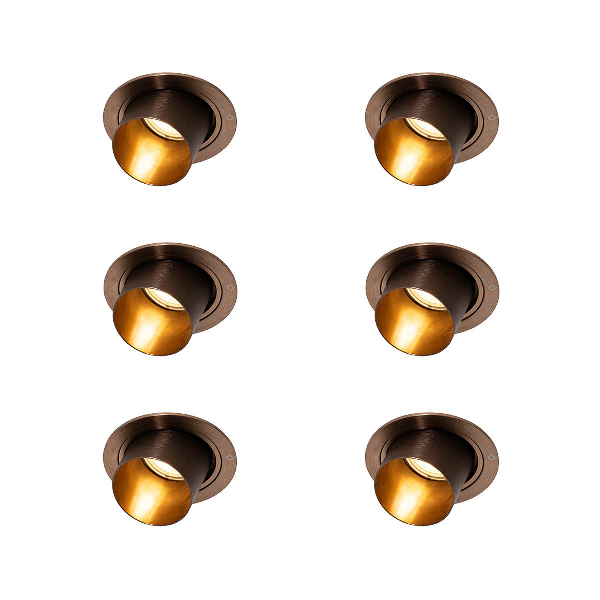 Set van 6 Moderne inbouwspot donkerbrons rond kantelbaar - Installa