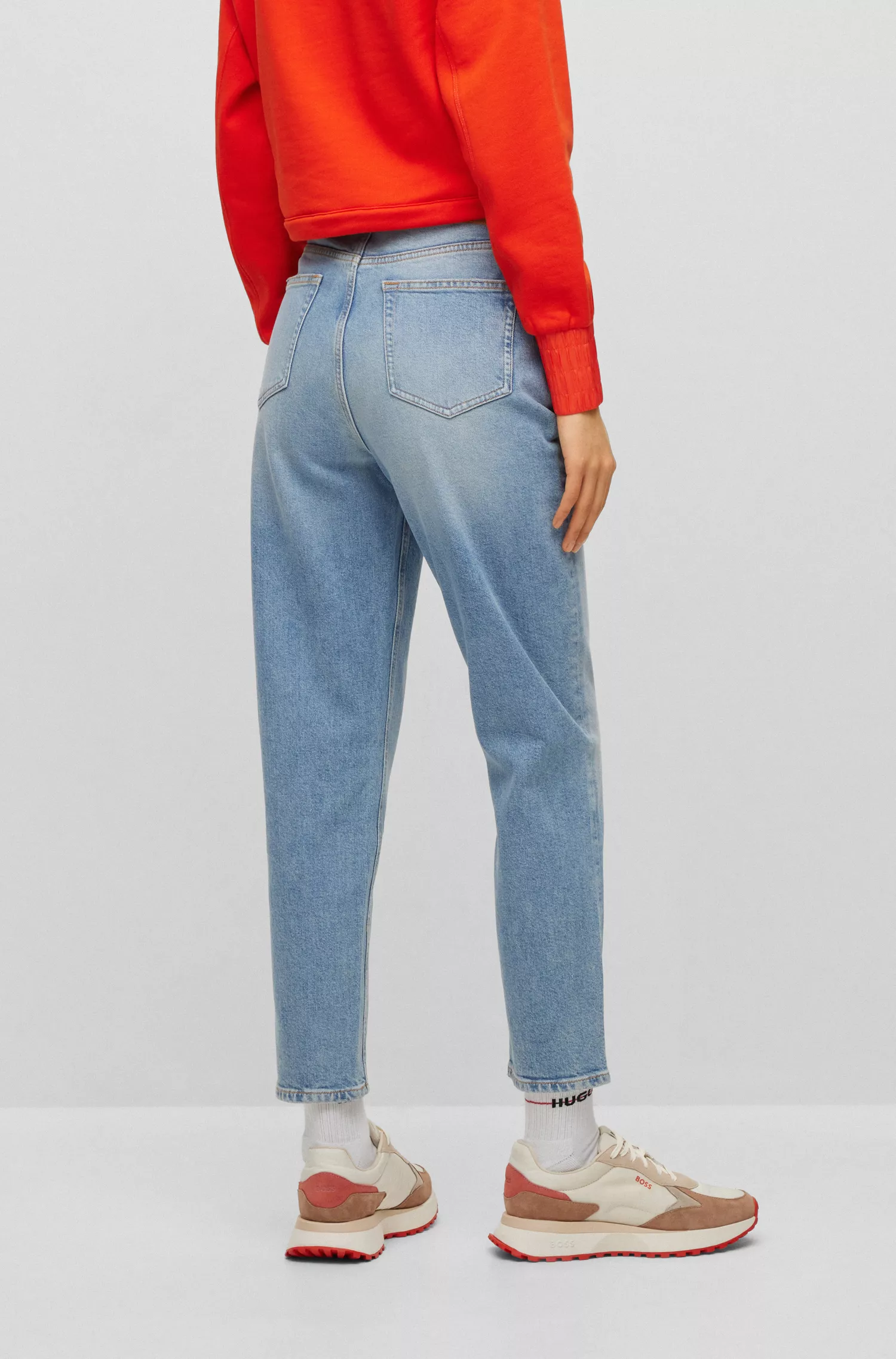 Calça jeans BOSS preta de cintura alta em denim azul com elasticidade confortável