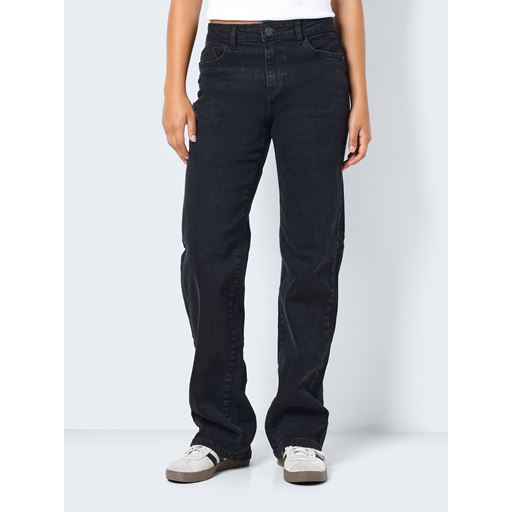 Noisy May Yolanda Wide Jeans, Black Denim, W31/L32