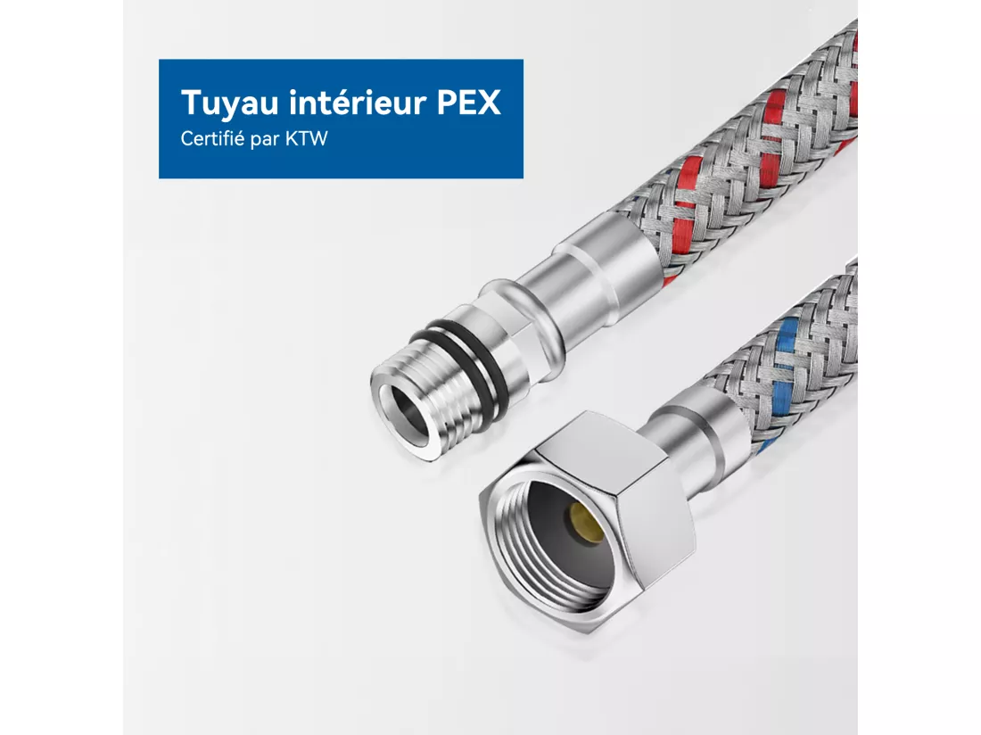 2PCS AURALUM MAX Mitigeur Cuisine,Robinet d'Évier Inox avec Douchette Extractible,2 Modes Jets Eau Froide/Chaude Rotatif à 360°,Bec en Forme L,Brossé