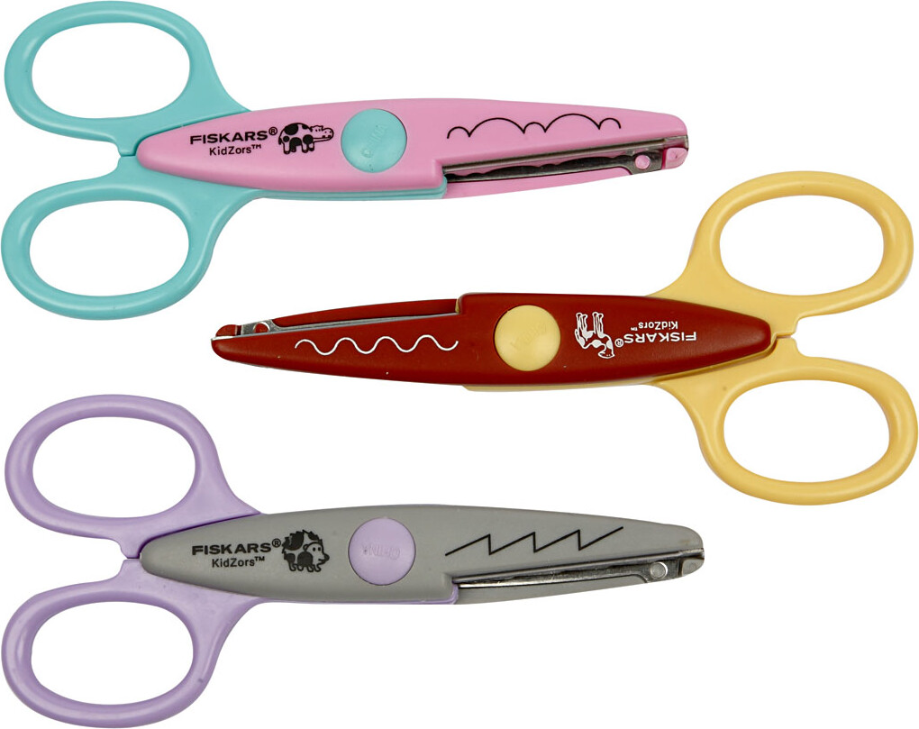 Fiskars - Kidzors Mønstersaks - Flodhest, Kamel Og Pindsvin - 3 Stk