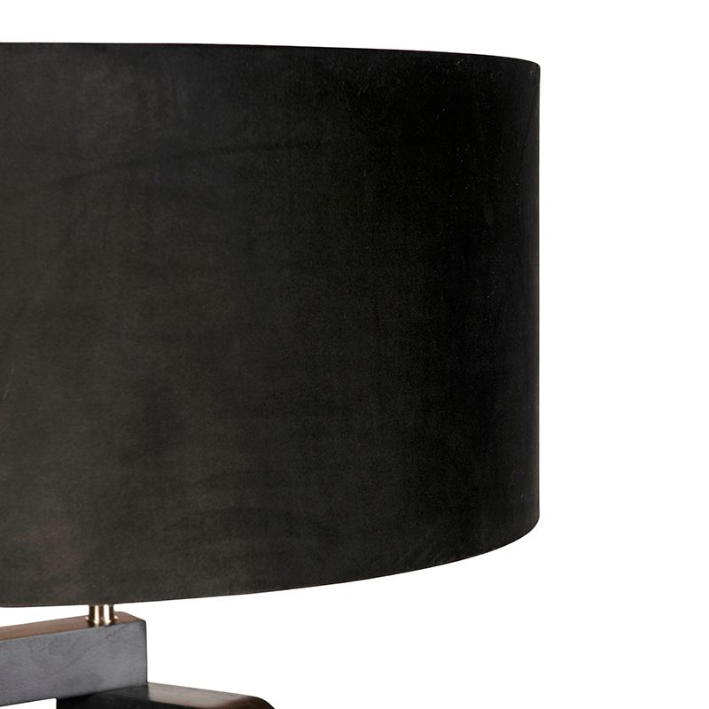 Vloerlamp tripod zwart hout met zwarte kap 50 cm - Puros