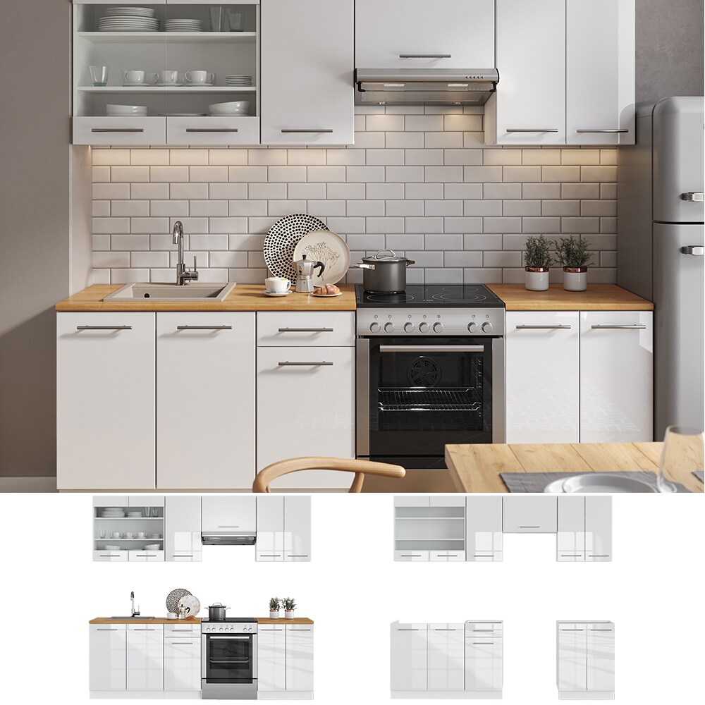 Vicco Küche FAME-LINE Küchenzeile Einbauküche 240cm WeißHochglanz