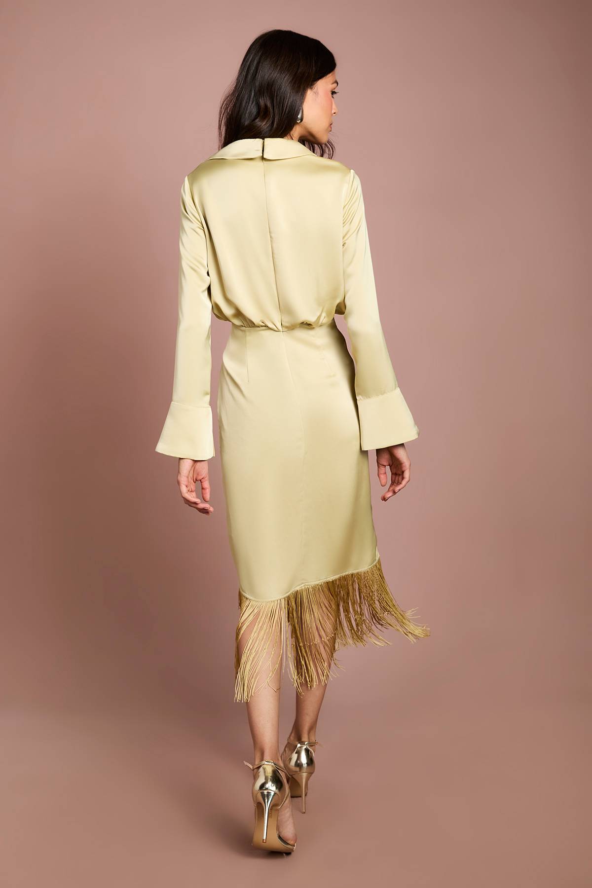 Coast Robe Chemise En Satin À Franges