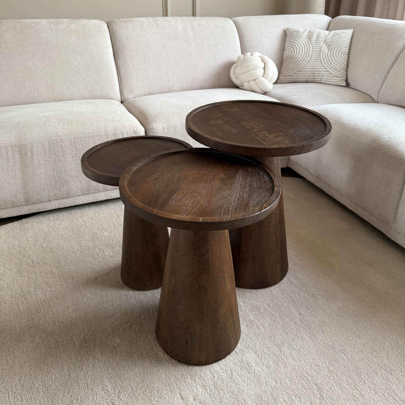 Salontafel set van 3 Oslo Bruin Old Inn wonen Salontafel set van 3 Oslo Bruin