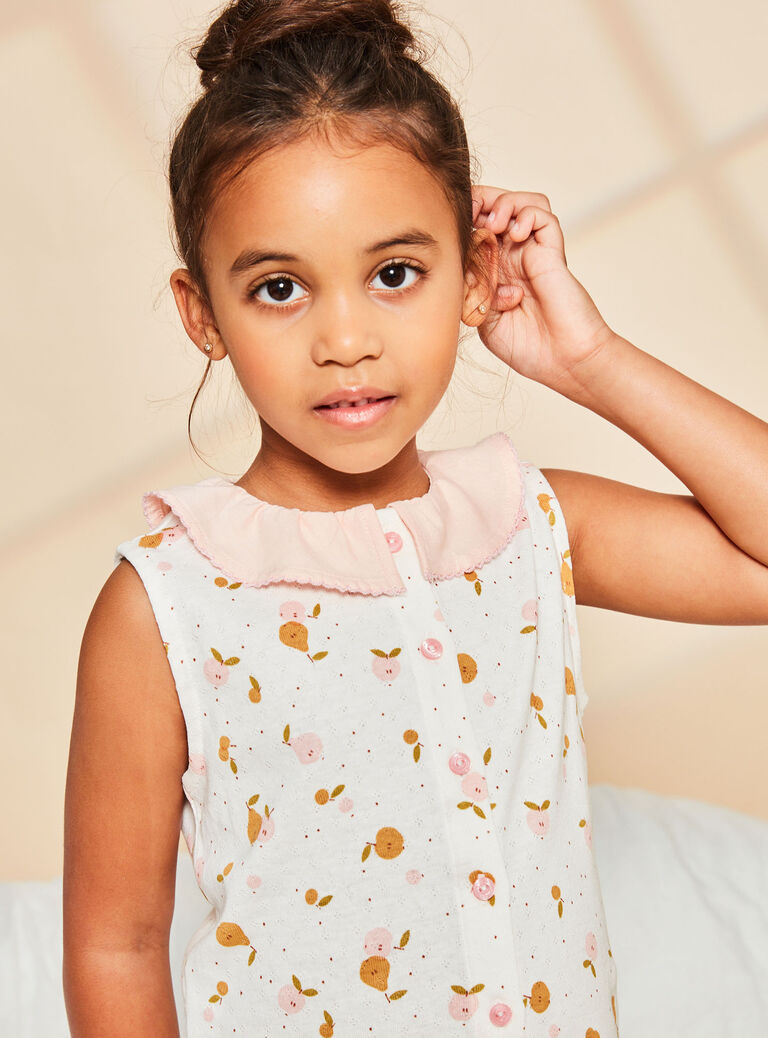 Ensemble pyjama débardeur et short écru à imprimé fruits