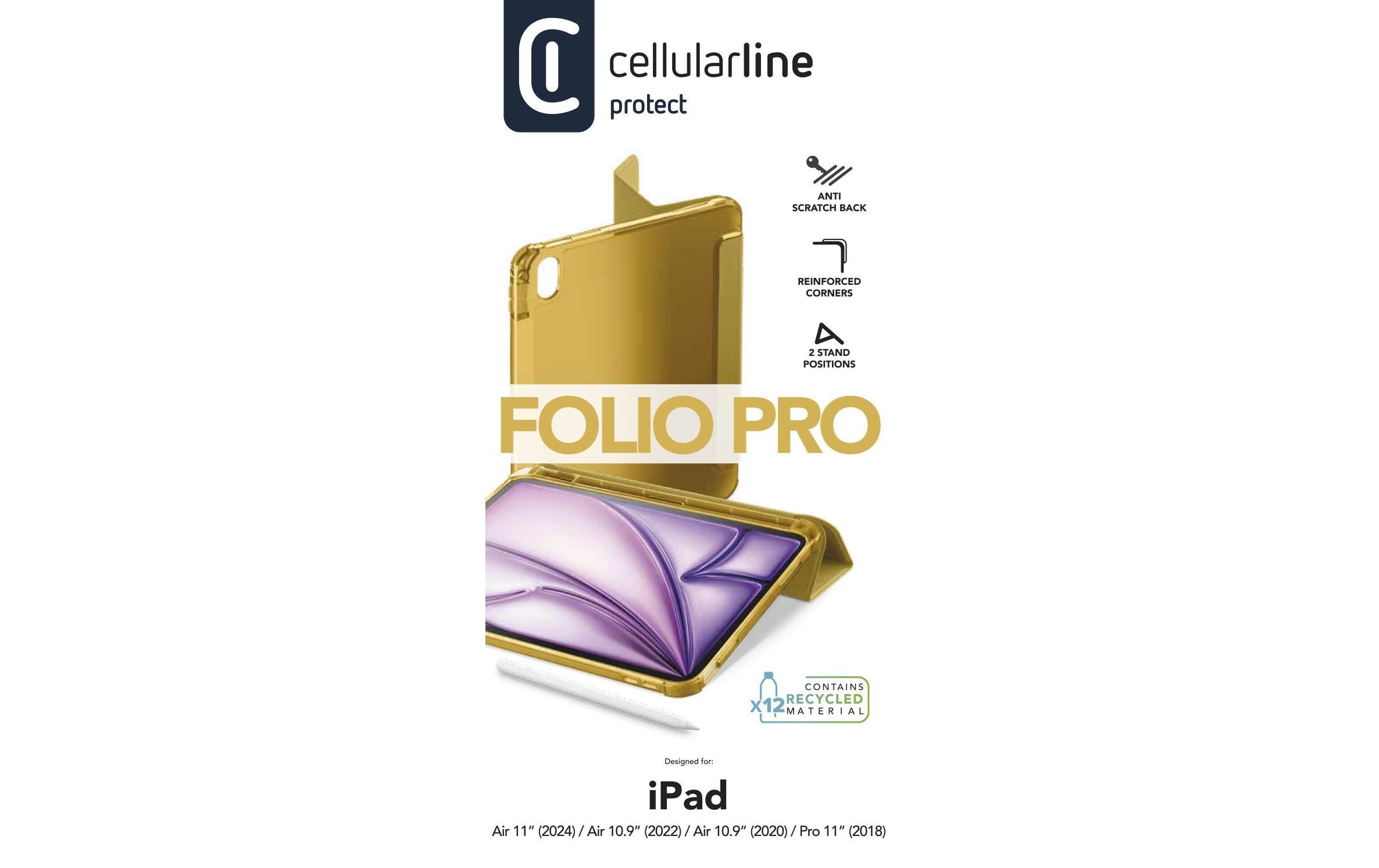 Tablet Book Cover Folio Pro GelbUltradünne Tablet-Hülle mit Standfunktion für Apple iPad Air 11