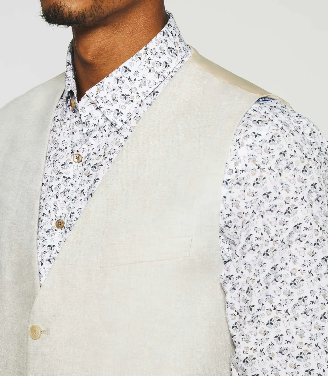 Gilet de costume en lin parme JCELESTE