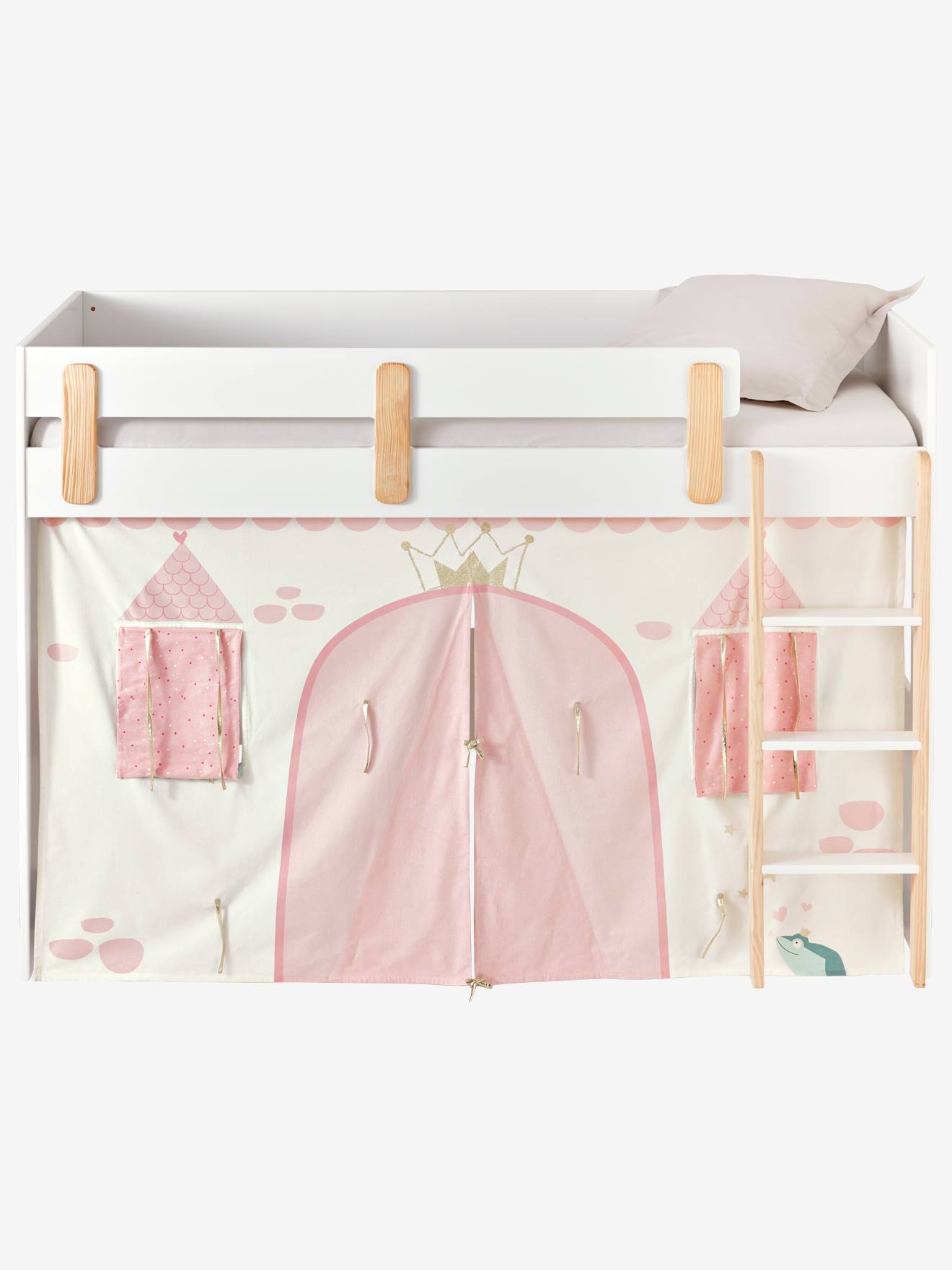 Tenda de cama Princesa Encantada, rosa claro, lisa com motivos.