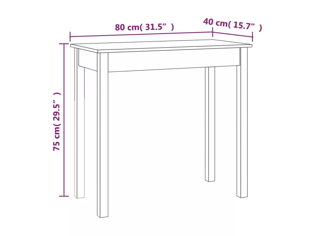 Table console Blanc 80x40x75 cm Bois massif de pin