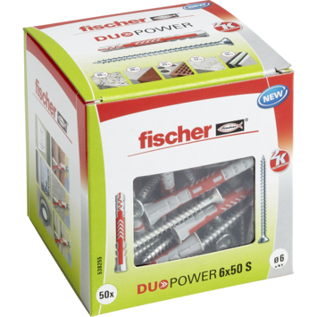 Fischer Universeelplug DuoPower 6x50mm met schroef 50 stuks