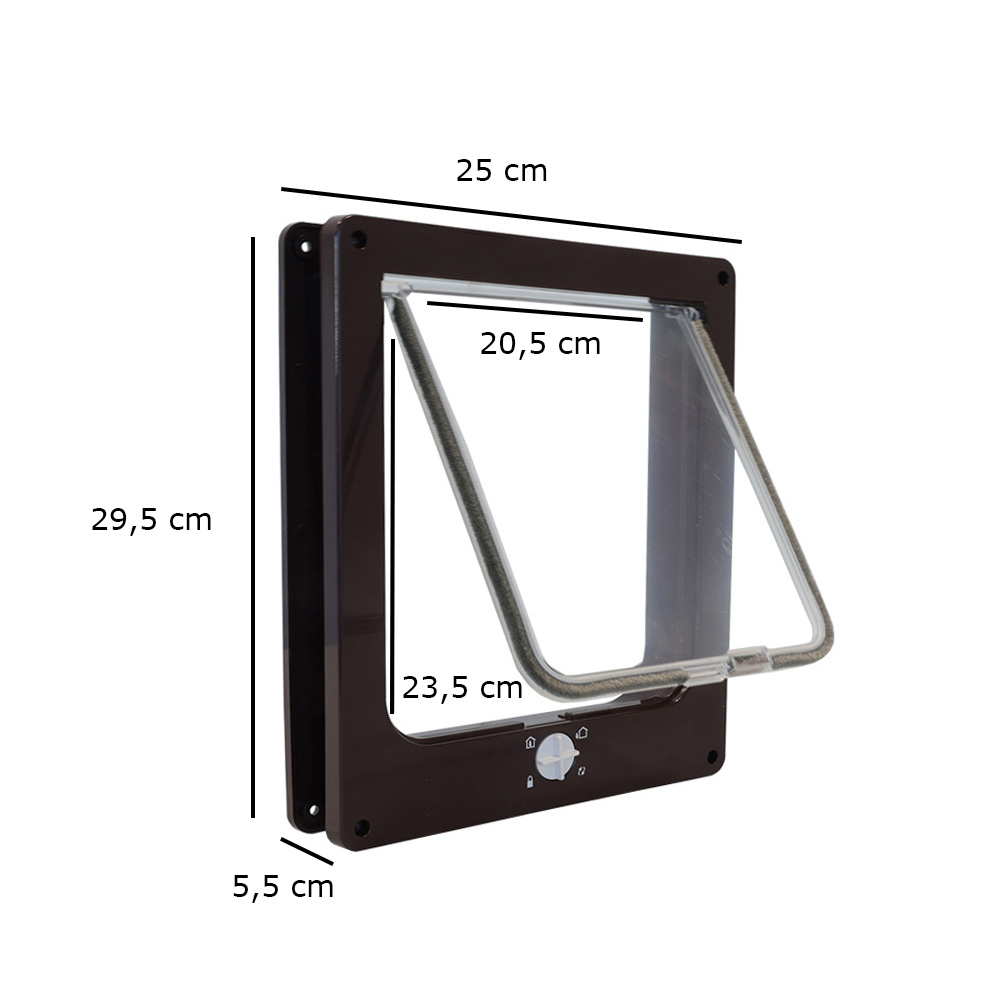 Chatière 25x29x 5,5 cm - marron - 4 positions de verrouillage