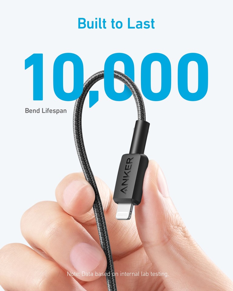 Anker - 322 USB-C til Lightning Kabel - Nylon - 0.9 Meter - Sort