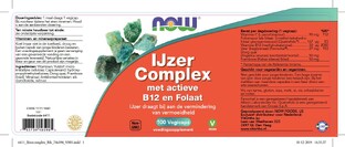 NOW IJzer Complex met actieve B12 en Folaat Vegicaps 100VCP