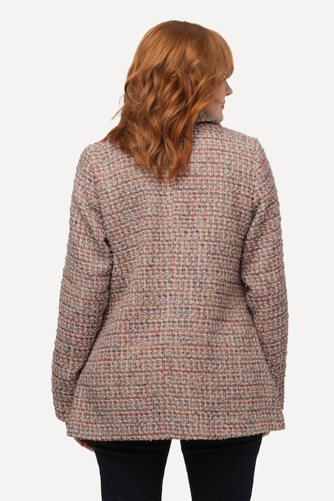 Bouclé-Jacke, Metallic-Effekt, Hemdkragen, Schmuckknöpfe