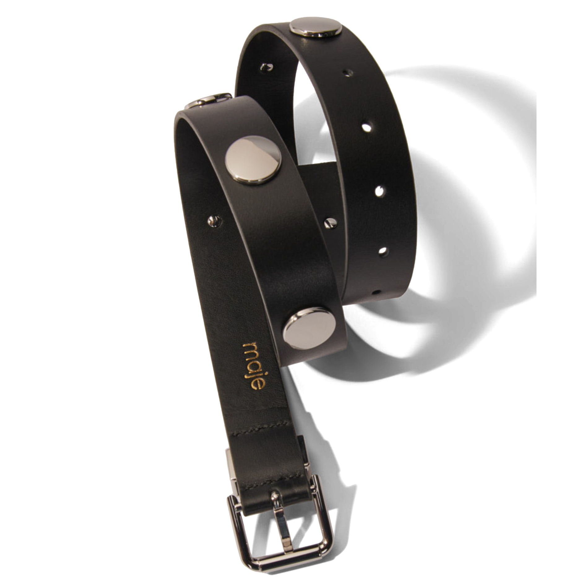 Ceinture à studs en cuir | Noir