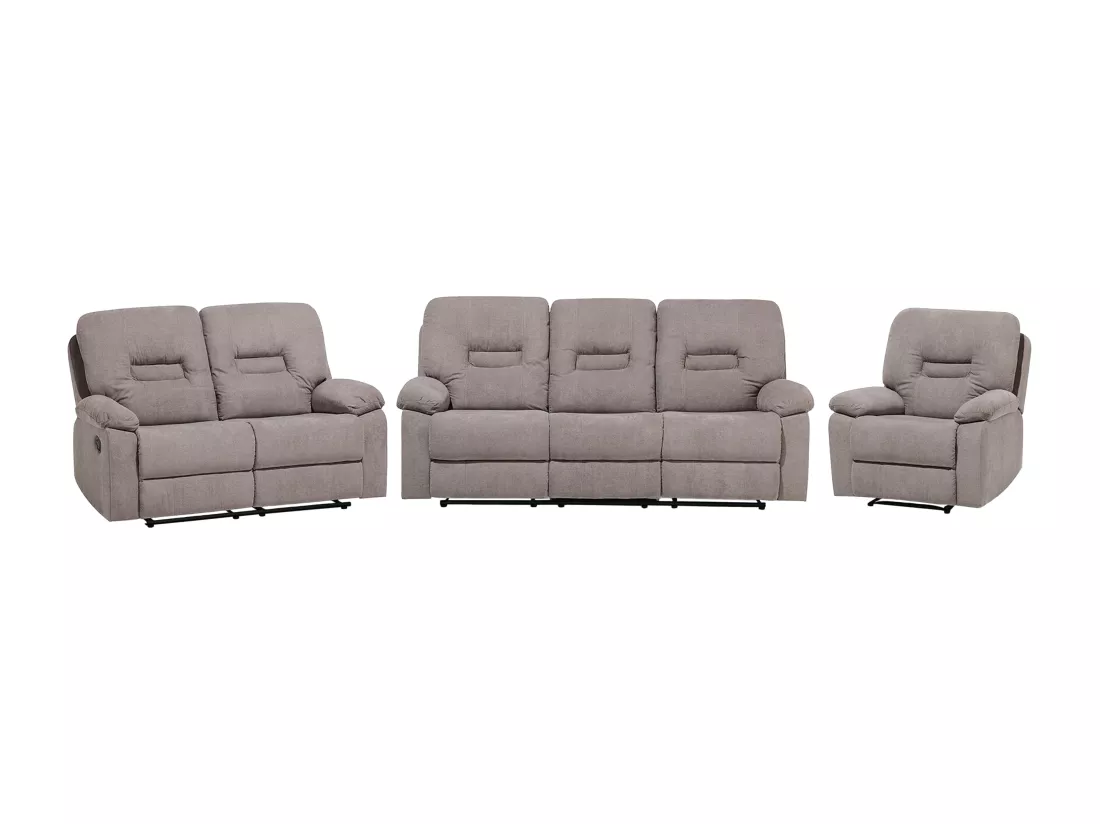 Ensemble canapés et fauteuil en tissu beige 6 places BERGEN
