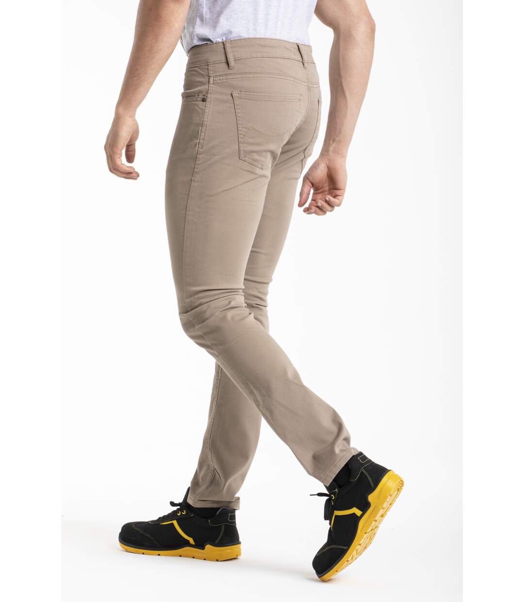Jeans de travail coupe droite ajustée gabardine stretch BEIGE
