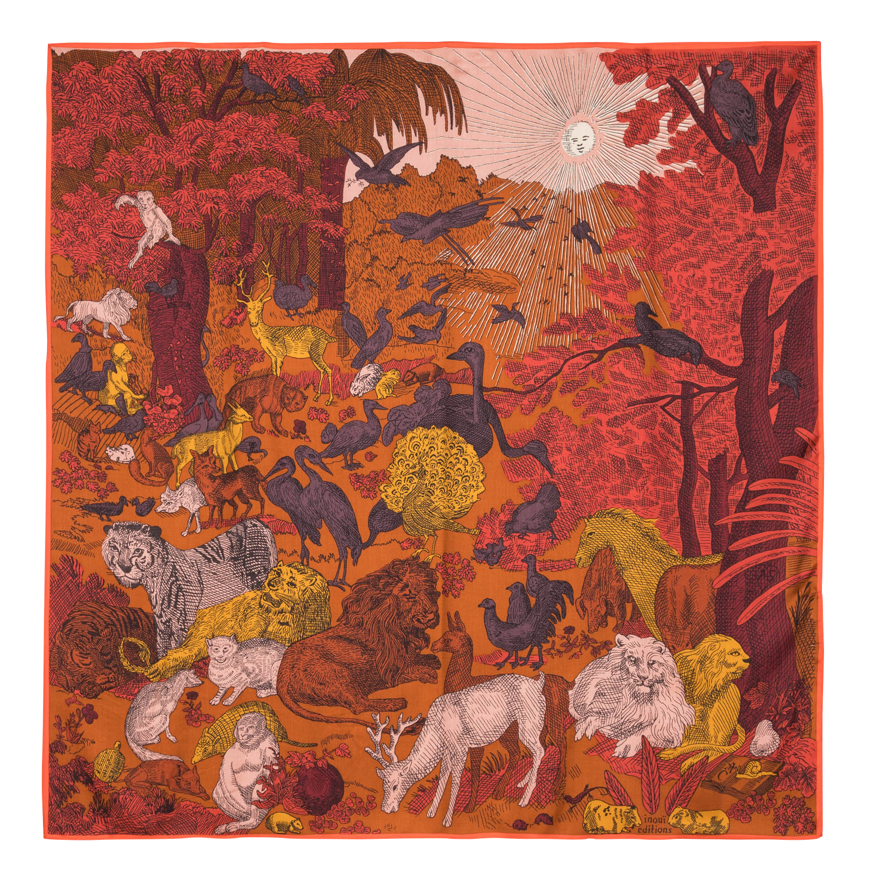 REVE - Foulard en soie mélangée imprimé | Marron