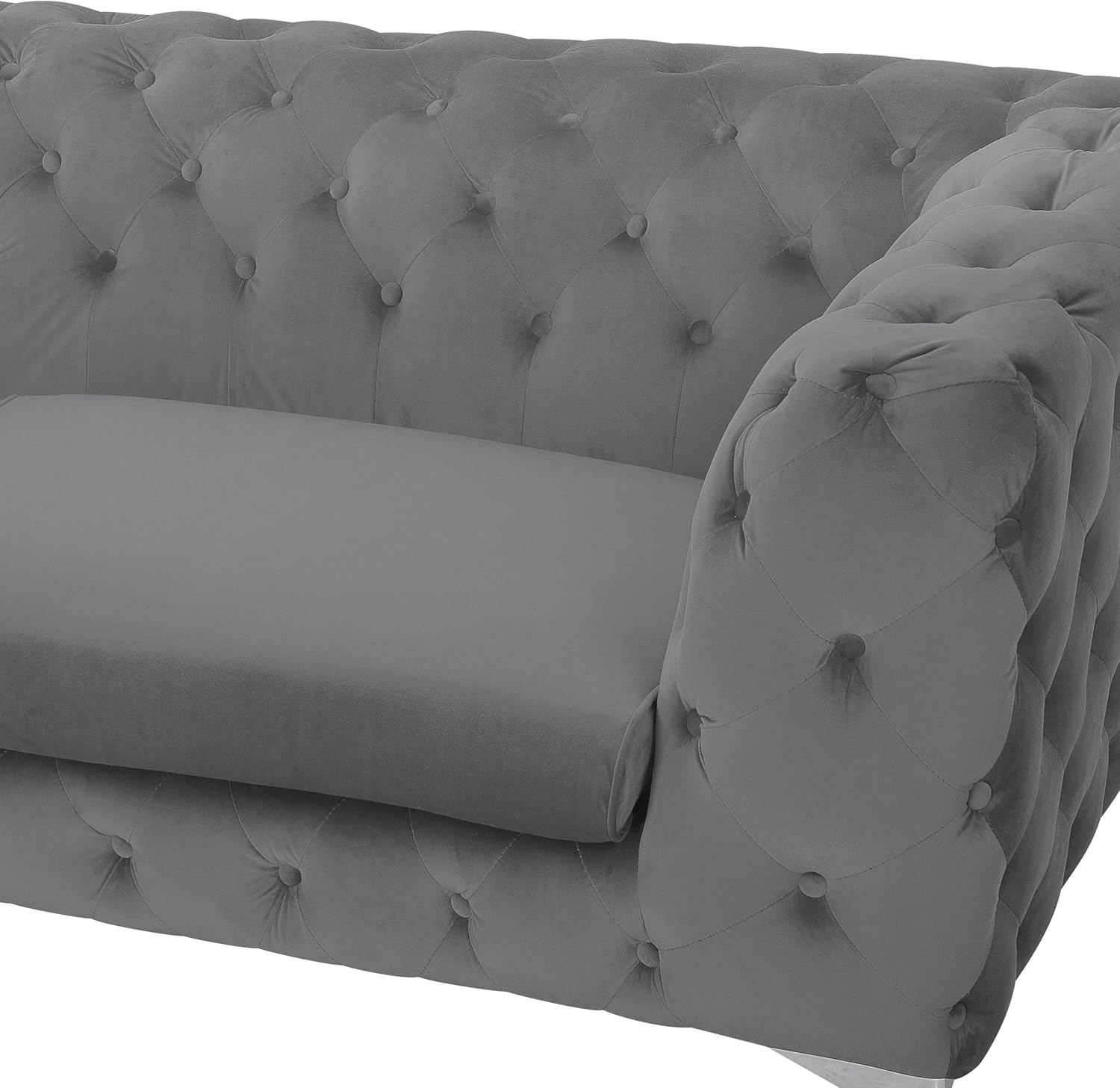 Klassisches Polstersofa Samtstoff Chesterfield Style grau Sotra