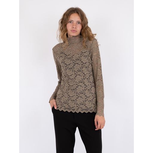 Neo Noir Liza Laceflower Bluse, Dark Taupe, 34