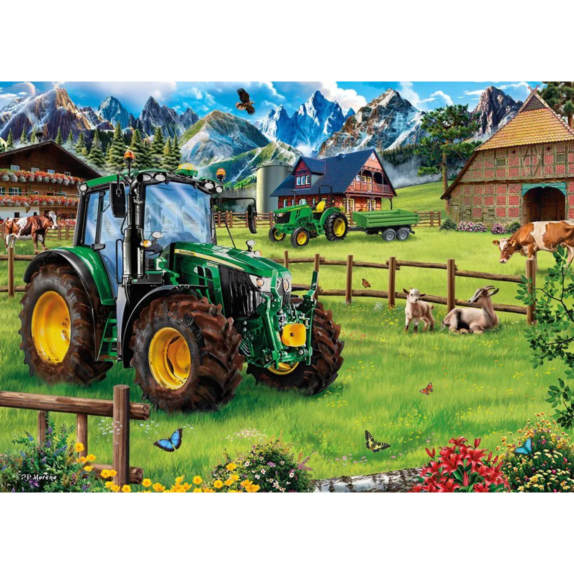 Schmidt Spiele Puzzle John Deere: Alpenvorland mit Traktor 6120M