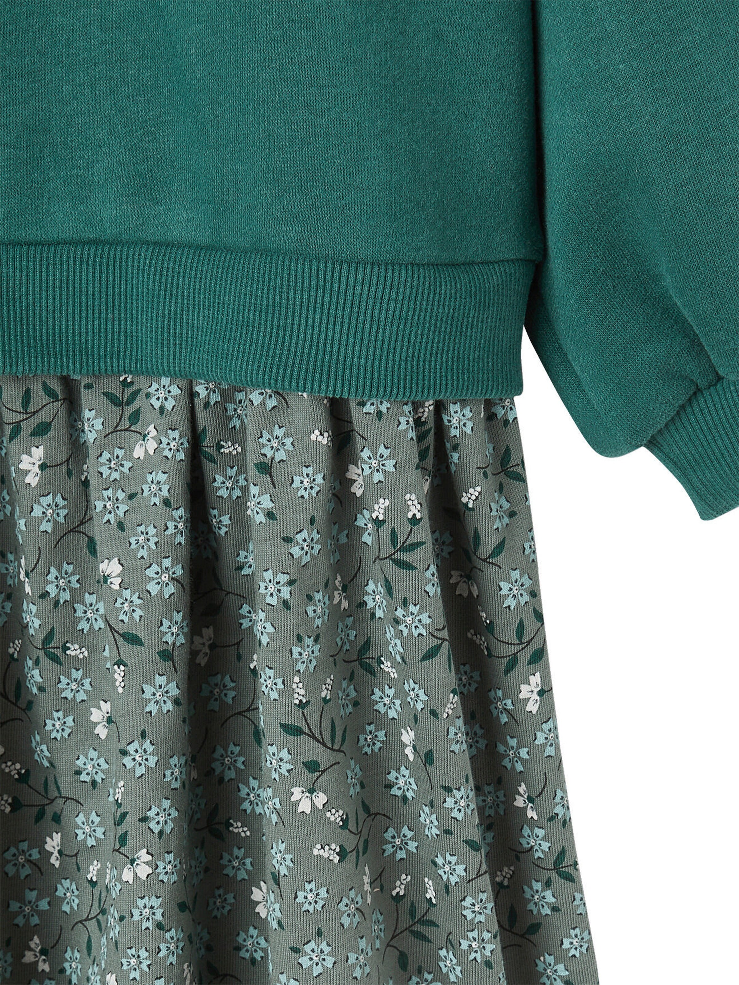 Vertbaudet Mädchen Kleid mit Materialmix grün