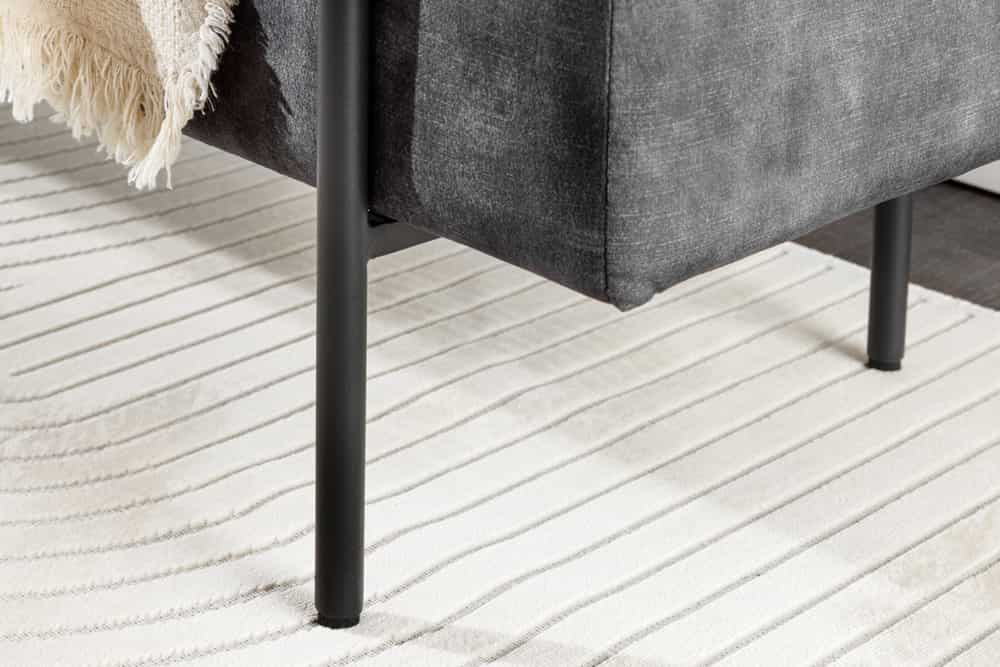 Moderne Truhenbank LOFT 100cm grau Samt Sitzbank mit Stauraum gespolstert schwarz Metall
